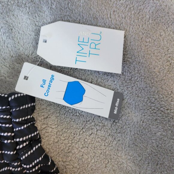 Time Tru Womens Bikini Bottom 2X 20W 22W Plus Swimwear Black Stripe STR33E - Picture 5 of 10